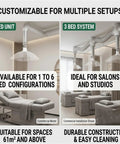 Commercial 130W Ceiling Fume Extractor With Silent 22dB Centrifugal Fan For Spas Clinics And Moxibustion Rooms shown in various setups.