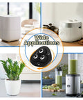 Collage showing wide applications of Self Adhesive Caster Wheels For Appliances 360 Degree Swivel Sliders, including coffee makers and air fryers.