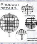 Silver Disco Balloons Set Of 48 In Assorted Sizes 10 Inch 22 Inch 32 Inch Metallic Round Party Balloons with hanging feature