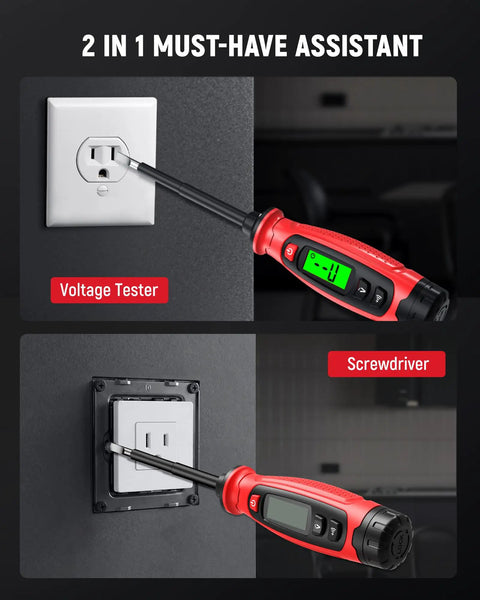 2-In-1 Voltage Tester Screwdriver With Non Contact Detector Pen, 3-500V AC Range, LCD Display, Live Wire Finder, Magnetic Slotted Tip, Continuity Test For Outlets And Circuits, Great For DIY Electricians on wall outlets