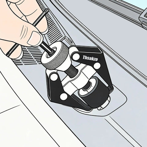 Heavy Duty Windshield Wiper Arm Removal Tool With Battery Terminal Puller in use on a car