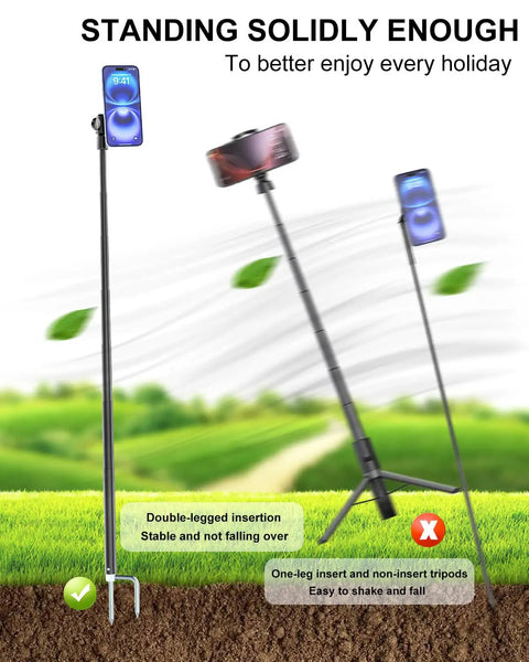57 Inch Golf Monopod Selfie Stick With Magnetic Phone Holder Mount For Recording Swings And Putting, dual ground spike stability demonstration