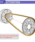 CILOYU 35 chain on a mini bike sprocket drive; gold chain with gray sprocket.