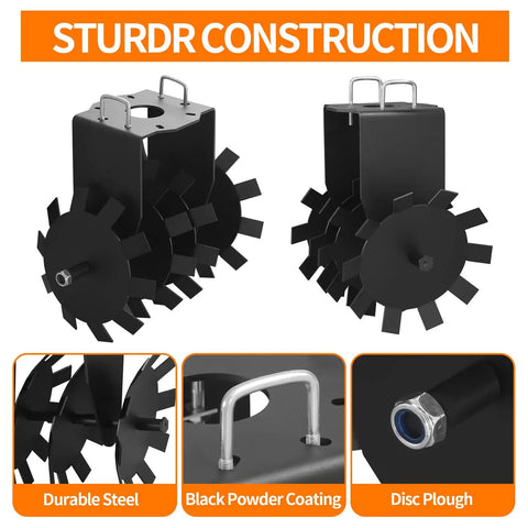 Two Pack Disc Harrow Plow For ATV UTV And Garden Tractor Heavy Duty Scraper Blade with sturdy steel construction details