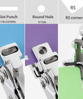 3 In 1 Badge Slot Hole Punch showing slot, round hole, R5 corner features on metal handheld card cutter