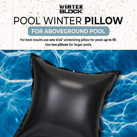 Winter Pool Pillow For Above Ground Pools 4 By 4 Feet Heavy Duty Air Pillow For Winterizing And Closing black 4x4 ft pool pillow with double valve
