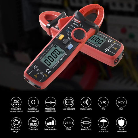 Clamp Meter Multimeter With Non Contact Voltage Tester For 2A AC DC, Amp Clamp Meter, LCD Display, dual device with functions