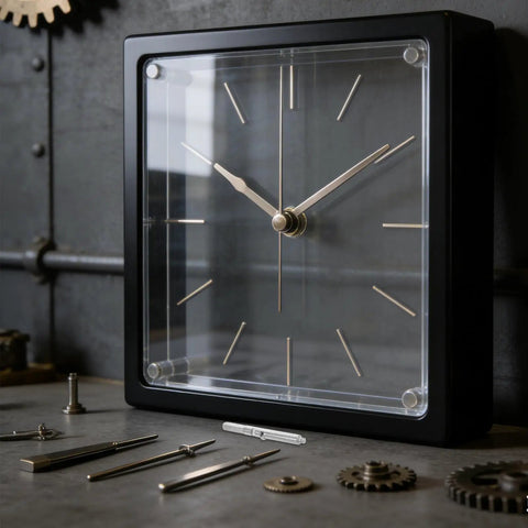 Clock Winding Crank Shaft Replacement Part For Wall And Mantel Clocks, Heavy Duty Metal Construction With Effortless Winding And No Fuss Timekeeping, Upgraded Mechanism For Antique And Grandfather Clocks; silver shaft beside clock