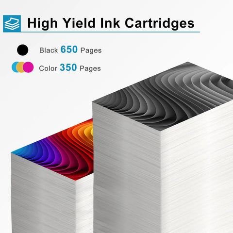 High yield stacks of paper showing print capacity of 61XL Ink Cartridge Replacement Black And Color All In One Pack