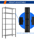 Heavy Duty Wire Storage Rack With Adjustable Shelves Built Like A Tank For Laundry Room Kitchen Pantry Closet Organization Solid Metal Shelf Unit Organize Home Setup Zero Drama In Sleek Black, showcasing height adjustable shelves.