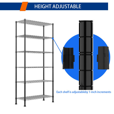 Heavy Duty Wire Storage Rack With Adjustable Shelves Built Like A Tank For Laundry Room Kitchen Pantry Closet Organization Solid Metal Shelf Unit Organize Home Setup Zero Drama In Sleek Black, showcasing height adjustable shelves.