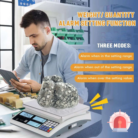 Heavy Duty Workhorse Industrial Counting Scale For Parts And Coins Digital Scale with 30kg/66lb capacity in use on desk