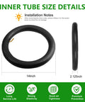 2-Pack 14X2.125 Heavy Duty Bike Inner Tubes With 2 Tire Levers Schrader Valve For Small Bicycles And Scooters Durable
