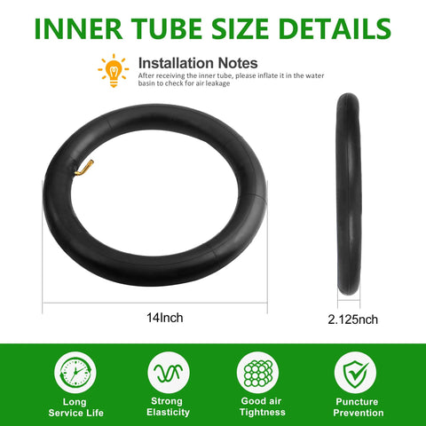 2-Pack 14X2.125 Heavy Duty Bike Inner Tubes With 2 Tire Levers Schrader Valve For Small Bicycles And Scooters Durable