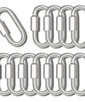 Heavy Duty Chain Quick Links And Carabiner Set For Hammock Hanging Camping And Hiking Featuring One Point Four Eight Inch Chain Links And Twelve One Eighth Inch Carabiners With Up To One Thousand Seven Hundred Fifty Pounds Capacity Carbon Steel Black displayed in a set of twelve on a white background