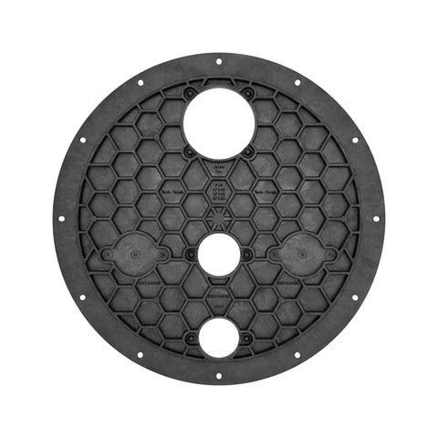 Heavy Duty Sewage Basin Cover For 28 Inch Basin, Fits 24 Inch Basins, 12 Bolt, Gas Radon Odor Tight, Polyethylene Structural Foam, Black, Model SF24S Pro Grade