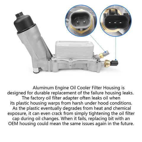 Beefed Up Aluminum Oil Filter Housing With Integrated Oil Cooler For 3.6L V6 Engines Replaces Leaky Plastic Adapters On Dodge Journey Charger