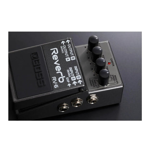 RV-6 Reverb Guitar Pedal With Eight Sound Modes Mono Or Stereo Operation Expression Pedal Input Compact And Versatile