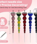 Red Crystal Rhinestone Cake Decorating Scriber Tool Sugar Craft Poking Needle For Fondant Detailing Pen, various colors and sizes displayed.