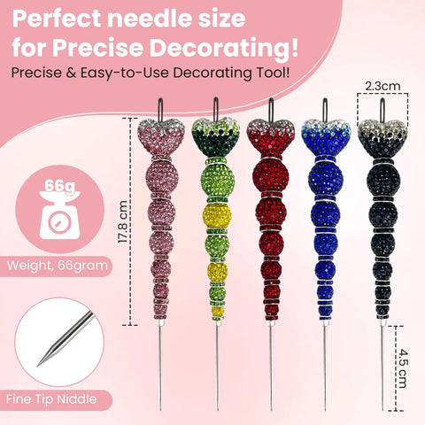 Red Crystal Rhinestone Cake Decorating Scriber Tool Sugar Craft Poking Needle For Fondant Detailing Pen, various colors and sizes displayed.