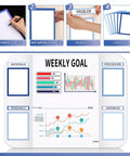 Science Fair Display Kit With 92 Pieces Including 60 Scalloped Border Trims 18 Presentation Subtitles 6 Science Fair Title Stickers 8 Letter Stickers For Classroom Bulletin Boards In A Cool Blue Wave Theme That Pops used in weekly goal board setup with charts and labels.