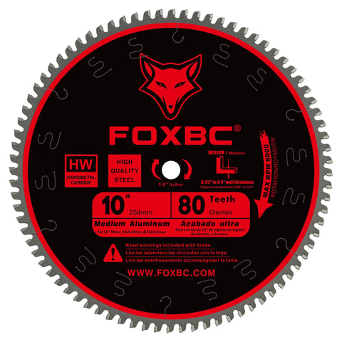 Image of 10-Inch 80-Tooth TCG Saw Blade for Aluminum, Non-Ferrous Metal and Plastic - 0.094-Inch Kerf, Five-Eighth-Inch Arbor.