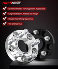 Lug Centric Wheel Spacers 0.5 Inch Thick Boost Offset For Chevy GMC Toyota Honda Ford Trucks Suv showing silver and black designs with bolts.
