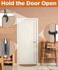 Rugged Rubber Door Wedge Stopper With Paracord Lanyard For Lightning Fast Access Two Pack Security Jammer Blocker Go To Tool For First Responders Law Enforcement And Everyday Crews Black placed on door for secure holding.