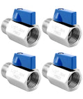 Front view of 4 Pack Durable 304 Stainless Steel Ball Valve With 1/2 Inch NPT Female And Male Threads Shut Off Valves