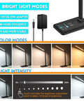 LED lamp with touch control, showing 5 color modes and 10 light levels for Boss Desk Lamp With Wireless Charging 10W And USB Port.