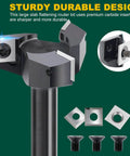 Close-up of Slab Flattening Router Bit With 1/2 Inch Shank, 2 Inch Cutting Diameter, Three Wings for spoilboard surfacing