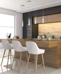 Modern kitchen with 2 Pack Integrated LED Pendant Lights With Bubble Glass And Chrome Finish, 3000K Warm Light, Dimmable