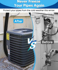 Comparison of outdoor AC units with and without Outdoor AC Pipe Insulation Sleeve Wrap 3-Layer 600D Oxford Cover.