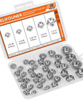 Top Drawer 304 Stainless Steel Flange Nuts Assortment Kit 38 Piece Set with serrated hex lock nuts in various sizes.