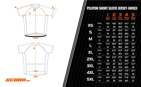 Trailseeker Cycling Jersey For Gravel, MTB, Bikepacking And Off-Road Riding size chart with measurements for unisex fit