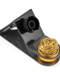 Premium Soldering Iron Holder With Brass Coil Tip Cleaner Kit No Water Needed Black Heavy Duty Stand, side angle view