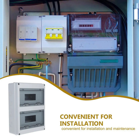 Weatherproof Outdoor Electrical Box With 24 Circuit Distribution Panel Wall Mount Dustproof Junction Enclosure