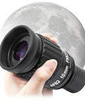 Hand holding 1.25 Inch 10mm Ultra Wide Angle Eyepiece With Filter Thread For Telescopes, 82 Degree Waterproof Fogproof UWA Design