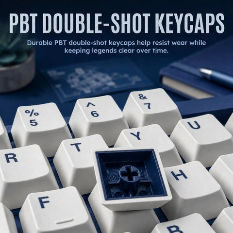 Durable PBT double-shot keycaps on a Full Size Gasket Mount Mechanical Keyboard With Wired Usb And Built In Windows Mac Switch