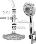 Hella Durable Shower Head Sink Faucet Bathtub Sprayer Attachment With Nine Adapters And Smart Diverter For High Pressure Bathroom Cleaning Pet Washing And Kitchen Cleanup No Fuss Setup, chrome shower head with diverter and hose.