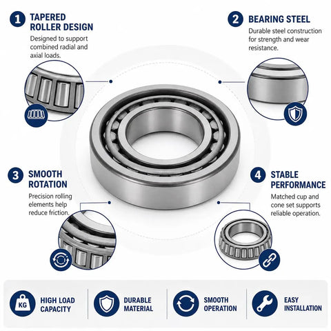 Top Tier 388A-383A Tapered Roller Bearing For Heavy Duty Trucks And Cars To Crush Tough Radial Loads Plus Axial Forces With Smooth Single Cone Ring Inner Cage Setup, showing steel design and tapered roller.