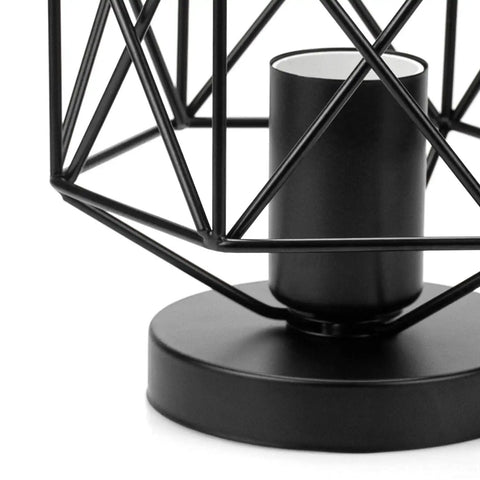 Close-up of Retro Black Industrial Cage Ceiling Light 2 Pack, Compact Semi Flush Mount Pendant Fixture with E27 Base.