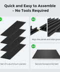 Cloudray 400x400mm honeycomb laser bed panels, set of 4 aluminum, black with alignment grooves.