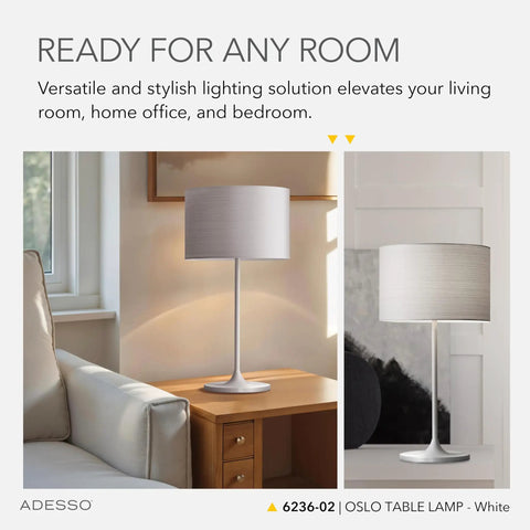 Table Lamp With Scratch Proof And Corrosion Resistant Body Matte White In A Scandinavian Inspired Tulip Design With A Striped Shade For Cozy Vibe Lighting In Bedroom And Living Room And Home Office, placed on a bedside table