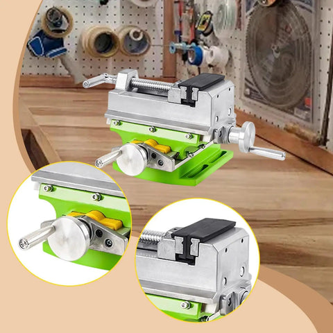 Heavy Duty Cross Slide Drill Press Vise For Benchtop Milling Machine Precision Xy Table Clamp With Adjustable Slides robust metal alloy construction.