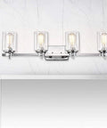 Chrome Farmhouse 4 Light Gooseneck Vanity Light Dope Industrial Style Wall Sconce for bathroom over mirror