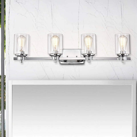 Chrome Farmhouse 4 Light Gooseneck Vanity Light Dope Industrial Style Wall Sconce for bathroom over mirror