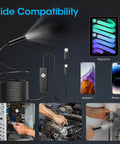 Pro Grade Endoscope With Light, 1920P HD Borescope With 8 Adjustable LED Lights, Semi-Rigid Snake Camera, IP67 Waterproof Inspection Tool For iPhone And Android, 16.4 Feet Long, Black with iPad, iPhone, Android compatibility