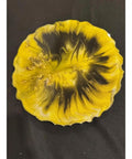 Yellow And Black Resin Lazy Susan With Gold Leaf Floral Centerpiece For Kitchen Or Dining Table 13.5 Inch Charcuterie Board