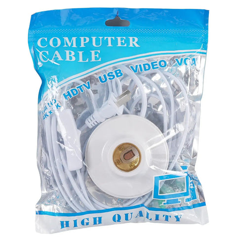 Plug In Lamp Holder With On Off Switch, E26 E27 Socket, 9.8 Feet 3m Extension Cord, All Copper Inner Ring, Dust Cover, Heat Resistant, Corrosion Resistant, White Lamp Socket, Easy Install, Durable And Safe